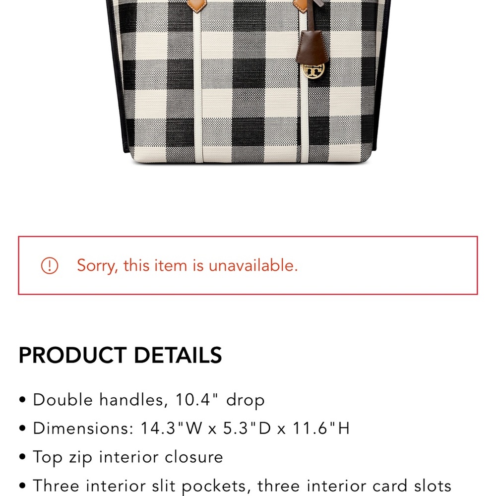 Tory Burch Perry Gingham Triple-Compartment Tote - Picture 9 of 9